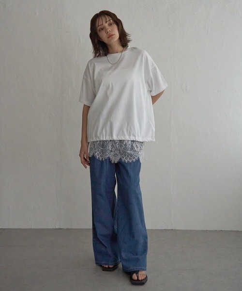 notch.（ノッチ）の「レイヤードレーススカート（スカート・レディース・オフホワイト/ブラック・M）」の7枚目の写真