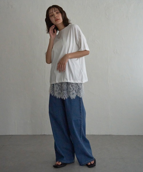 notch.（ノッチ）の「レイヤードレーススカート（スカート・レディース・オフホワイト/ブラック・M）」の9枚目の写真