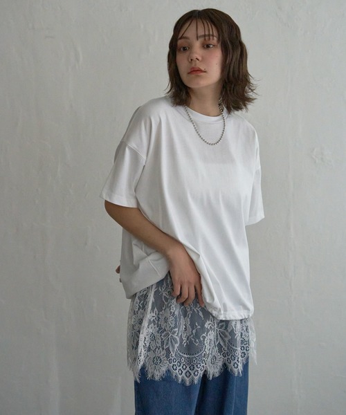 notch.（ノッチ）の「レイヤードレーススカート（スカート・レディース・オフホワイト/ブラック・M）」の4枚目の写真