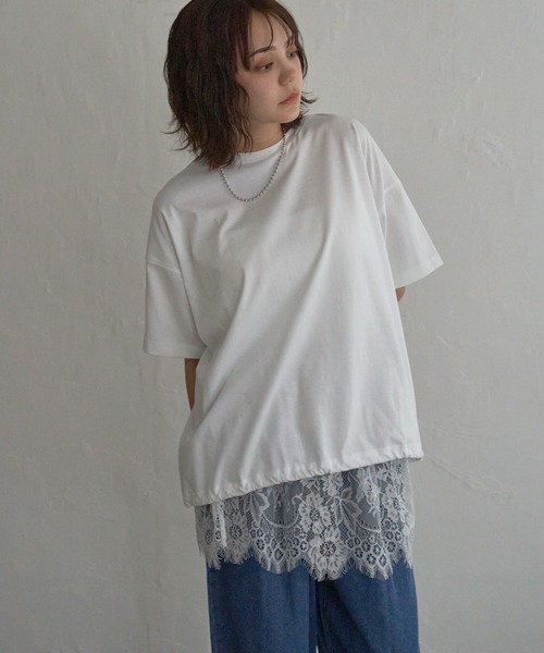 notch.（ノッチ）の「レイヤードレーススカート（スカート・レディース・オフホワイト/ブラック・M）」の5枚目の写真