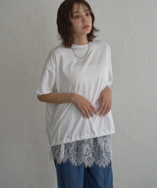 notch.（ノッチ）の「レイヤードレーススカート（スカート・レディース・オフホワイト/ブラック・M）」の6枚目の写真