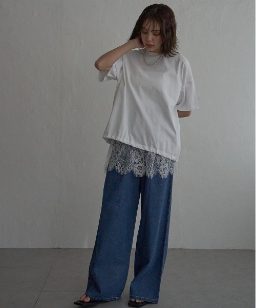 notch.（ノッチ）の「レイヤードレーススカート（スカート・レディース・オフホワイト/ブラック・M）」の8枚目の写真