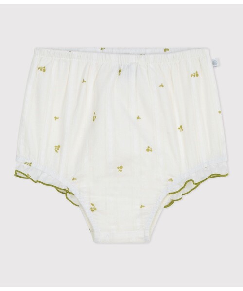 PETIT BATEAU(プチバトー)の「フラワープリントブルマパンツ(その他パンツ・キッズ・ホワイト×グリーン・24MONTH/12MONTH)」の1枚目の写真