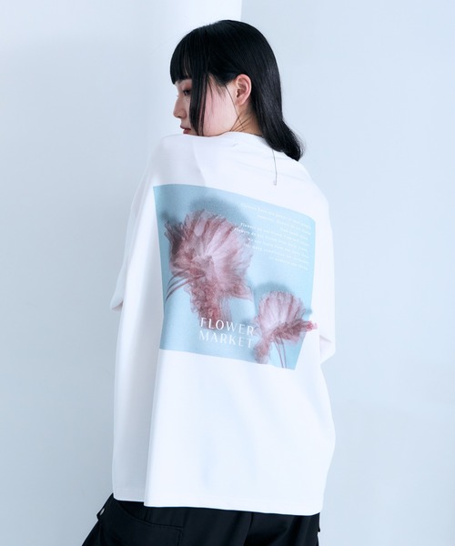 RAGEBLUE(レイジブルー)の「【LUXURY+EASY】DRAPE CREW NECK FLOWER PHOTO T-SHIRT/ラグイージーフラワーフォトTシャツ(Tシャツ/カットソー・メンズ・ホワイト/ブラック/ライトブルー/その他22・SMALL/LARGE/MEDIUM)」の2枚目の写真