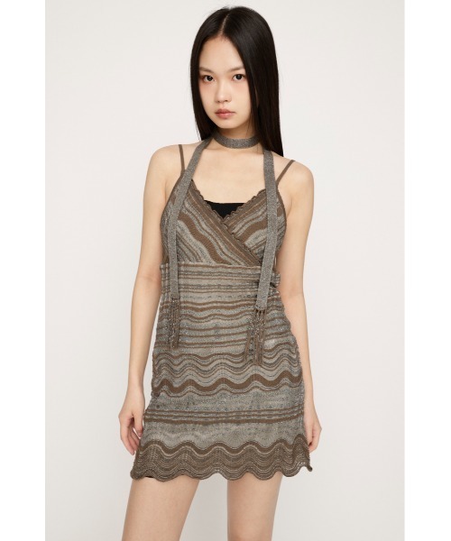 SLY(スライ)の「KNIT FRILL CAMI TOPS ニットフリルキャミトップス 春服 夏服(キャミソール・レディース・カーキ/ブラック/アイボリー・FREE)」の1枚目の写真