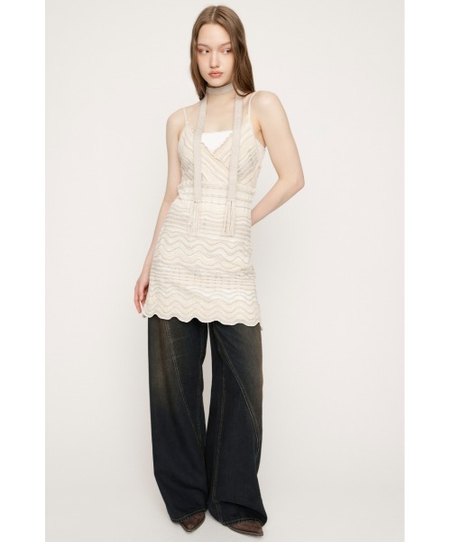 SLY(スライ)の「KNIT FRILL CAMI TOPS ニットフリルキャミトップス 春服 夏服(キャミソール・レディース・カーキ/ブラック/アイボリー・FREE)」の14枚目の写真