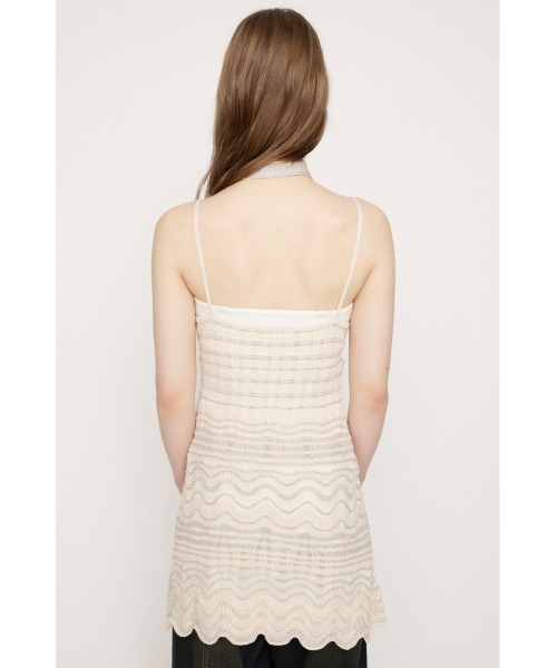 SLY(スライ)の「KNIT FRILL CAMI TOPS ニットフリルキャミトップス 春服 夏服(キャミソール・レディース・カーキ/ブラック/アイボリー・FREE)」の4枚目の写真