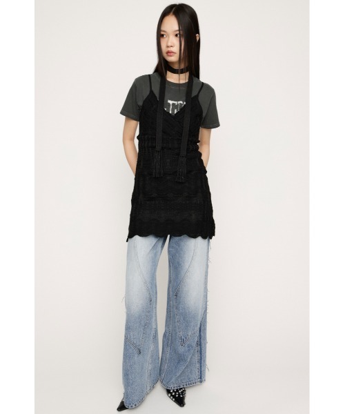 SLY(スライ)の「KNIT FRILL CAMI TOPS ニットフリルキャミトップス 春服 夏服(キャミソール・レディース・カーキ/ブラック/アイボリー・FREE)」の7枚目の写真