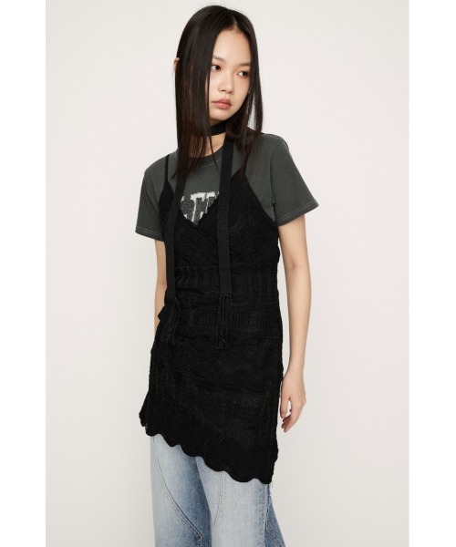 SLY(スライ)の「KNIT FRILL CAMI TOPS ニットフリルキャミトップス 春服 夏服(キャミソール・レディース・カーキ/ブラック/アイボリー・FREE)」の8枚目の写真