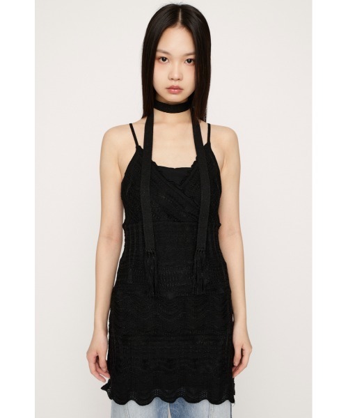 SLY(スライ)の「KNIT FRILL CAMI TOPS ニットフリルキャミトップス 春服 夏服(キャミソール・レディース・カーキ/ブラック/アイボリー・FREE)」の9枚目の写真