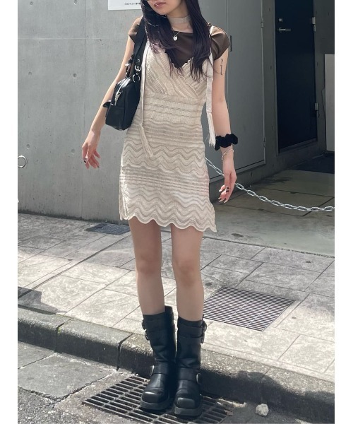 SLY(スライ)の「KNIT FRILL CAMI TOPS ニットフリルキャミトップス 春服 夏服(キャミソール・レディース・カーキ/ブラック/アイボリー・FREE)」の17枚目の写真