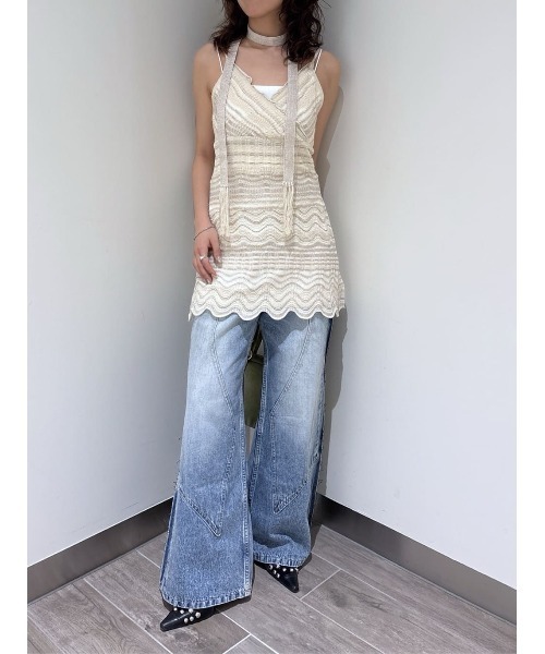 SLY(スライ)の「KNIT FRILL CAMI TOPS ニットフリルキャミトップス 春服 夏服(キャミソール・レディース・カーキ/ブラック/アイボリー・FREE)」の18枚目の写真