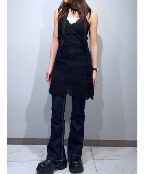 SLY(スライ)の「KNIT FRILL CAMI TOPS ニットフリルキャミトップス 春服 夏服(キャミソール・レディース・カーキ/ブラック/アイボリー・FREE)」の20枚目の写真