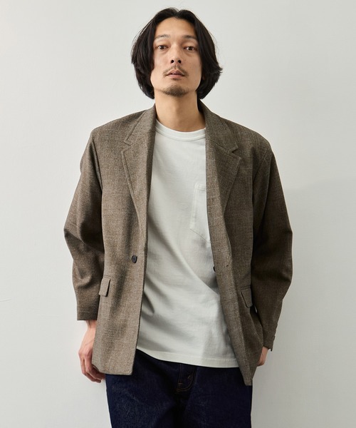 CITY TOKYO(シティトウキョウ)の「【CITY TOKYO】TWEED ダブルブレザー(テーラードジャケット・メンズ・ブラウン/ネイビー・1/2)」の2枚目の写真
