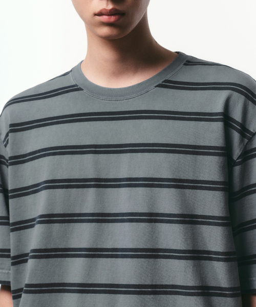 MUSINSA STANDARD（ムシンサスタンダード）の「プロストダイドダブルストライプTシャツ[ピーコックブルー]（Tシャツ/カットソー・メンズ・その他・SMALL/MEDIUM/LARGE/X-LARGE/2XL/3XL）」の4枚目の写真