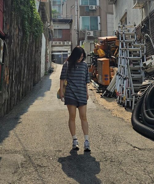 MUSINSA STANDARD（ムシンサスタンダード）の「プロストダイドダブルストライプTシャツ[ピーコックブルー]（Tシャツ/カットソー・メンズ・その他・SMALL/MEDIUM/LARGE/X-LARGE/2XL/3XL）」の6枚目の写真