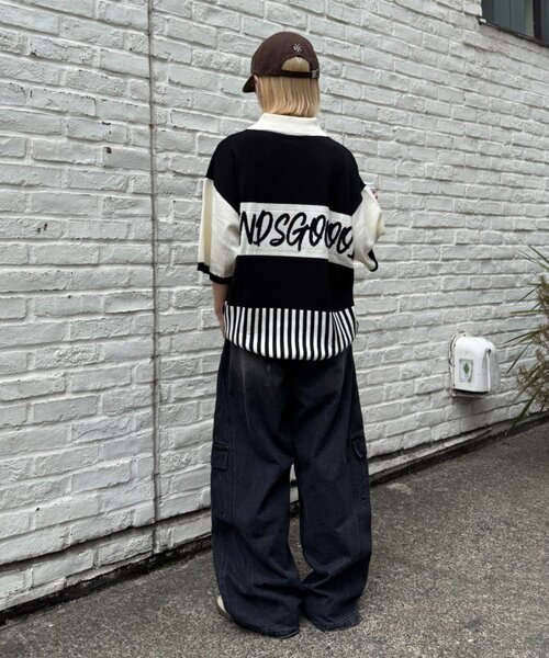 SOUNDSGOOOOD(サウンズグッド)の「【SOUNDSGOOOOD】切り替えロゴニットポロ(ニット/セーター・レディース・レッド/ブラック・ONE SIZE)」の5枚目の写真