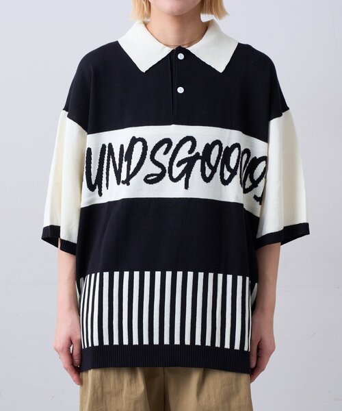 SOUNDSGOOOOD(サウンズグッド)の「【SOUNDSGOOOOD】切り替えロゴニットポロ(ニット/セーター・レディース・レッド/ブラック・ONE SIZE)」の6枚目の写真