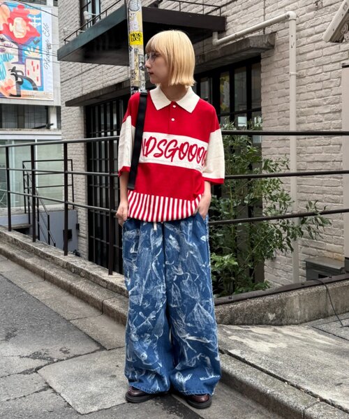 SOUNDSGOOOOD(サウンズグッド)の「【SOUNDSGOOOOD】切り替えロゴニットポロ(ニット/セーター・レディース・レッド/ブラック・ONE SIZE)」の12枚目の写真