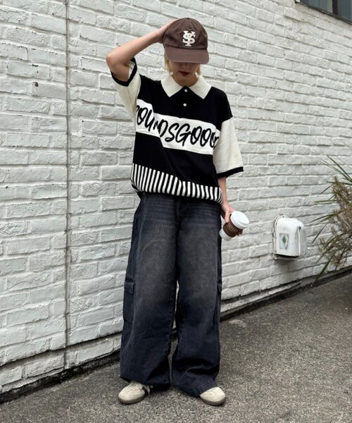 SOUNDSGOOOOD(サウンズグッド)の「【SOUNDSGOOOOD】切り替えロゴニットポロ(ニット/セーター・レディース・レッド/ブラック・ONE SIZE)」の13枚目の写真