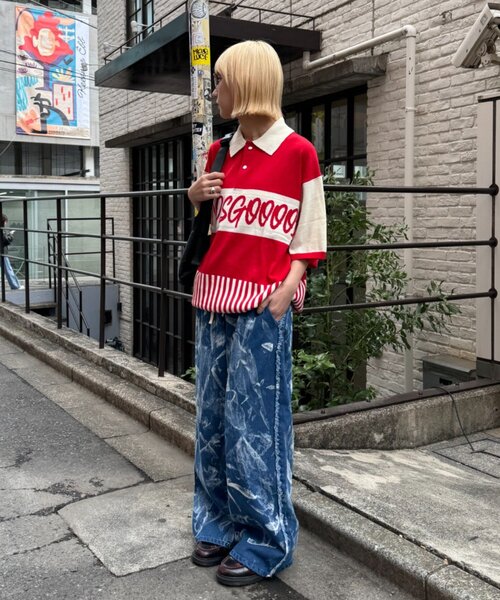 SOUNDSGOOOOD(サウンズグッド)の「【SOUNDSGOOOOD】切り替えロゴニットポロ(ニット/セーター・レディース・レッド/ブラック・ONE SIZE)」の19枚目の写真