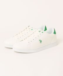 U.S. POLO ASSN.（ユーエスポロアッスン）の「【U.S. POLO ASSN./ユーエスポロアッスン】ワンポイント ブランドロゴスニーカー ローカット PUレザー シンプル きれいめ カジュアル 通勤 通学（スニーカー）」