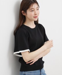 grove | 高評価!【シリーズ累計36万枚!名品ニット】やわらかドライタッチ スカラップスリーブニット(ニット/セーター)