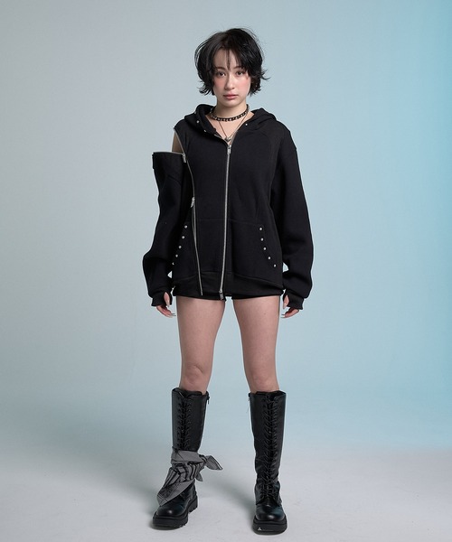 CREO STORE(クレオストア)の「Thermal Multi-Zip Rebuild Hoodie/サーマルマルチジップフーディー(パーカー・メンズ・ブラック・1/2)」の7枚目の写真