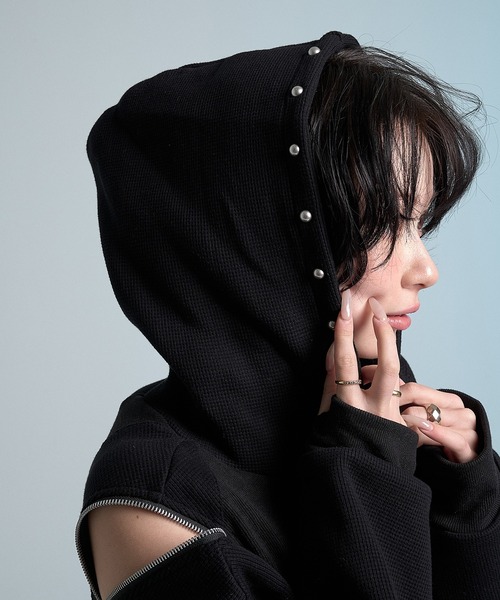 CREO STORE(クレオストア)の「Thermal Multi-Zip Rebuild Hoodie/サーマルマルチジップフーディー(パーカー・メンズ・ブラック・1/2)」の5枚目の写真