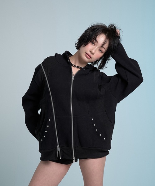 CREO STORE(クレオストア)の「Thermal Multi-Zip Rebuild Hoodie/サーマルマルチジップフーディー(パーカー・メンズ・ブラック・1/2)」の4枚目の写真