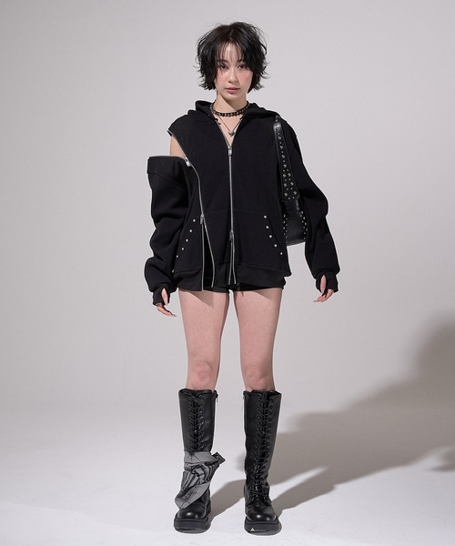 CREO STORE(クレオストア)の「Thermal Multi-Zip Rebuild Hoodie/サーマルマルチジップフーディー(パーカー・メンズ・ブラック・1/2)」の2枚目の写真