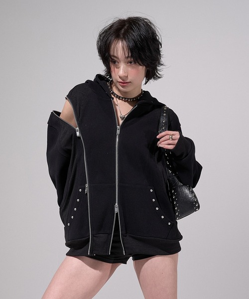 CREO STORE(クレオストア)の「Thermal Multi-Zip Rebuild Hoodie/サーマルマルチジップフーディー(パーカー・メンズ・ブラック・1/2)」の8枚目の写真