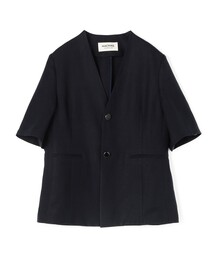 リネンレーヨンツイル ハーフスリーブジャケット