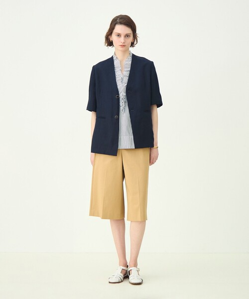 MACPHEE(マカフィー)の「リネンレーヨンツイル ハーフスリーブジャケット(ノーカラージャケット・レディース・ネイビー・34/36)」の13枚目の写真