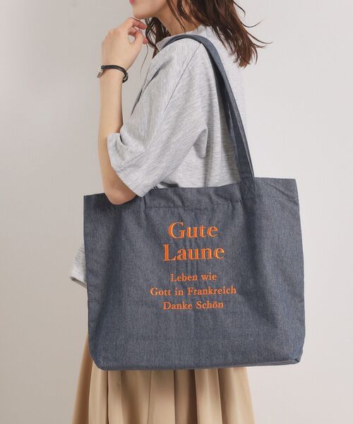 ITS'DEMO(イッツデモ)の「【A4対応】ロゴ刺繍トート(トートバッグ・レディース・ネイビー/ブラック/ブラック系1/グレー・00)」の4枚目の写真