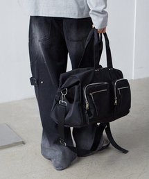 MAISON MINED（メゾンミネド）の「TWO POCKET BOSTON BAG BLACK（メッセンジャーバッグ）」