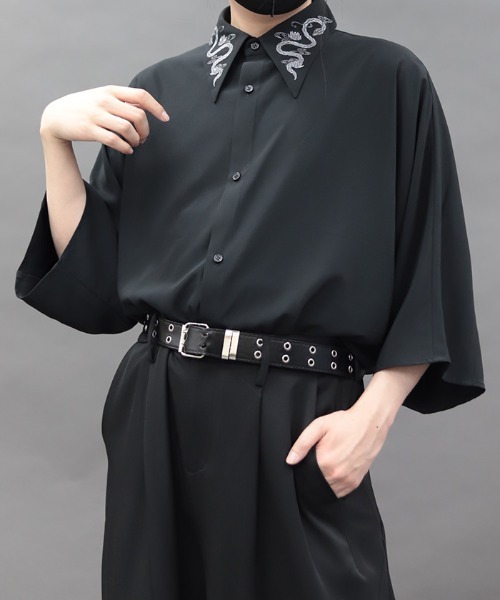 蛇×蓮刺繍半袖シャツ（シャツ/ブラウス）｜REZEN（リゼン）の