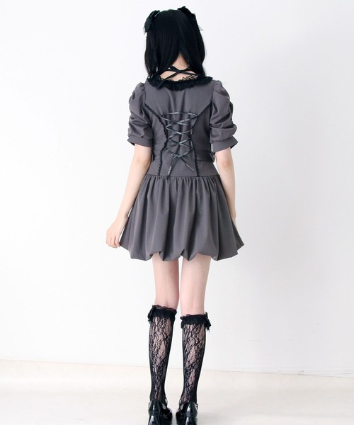 DearMyLove(ディアマイラブ)の「姫系キラキラビジューハートリボンレースアップバルーンワンピース(ワンピース・レディース・ブラック/グレー・3L/LARGE/MEDIUM)」の14枚目の写真