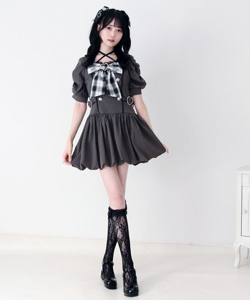 DearMyLove(ディアマイラブ)の「姫系キラキラビジューハートリボンレースアップバルーンワンピース(ワンピース・レディース・ブラック/グレー・3L/LARGE/MEDIUM)」の17枚目の写真