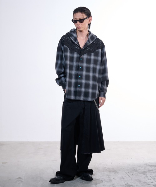 VI E DIT(ヴィエディット)の「2way skirt denim/スカートデニム(デニムパンツ・メンズ・ブラウン/ブラック・2/1)」の8枚目の写真