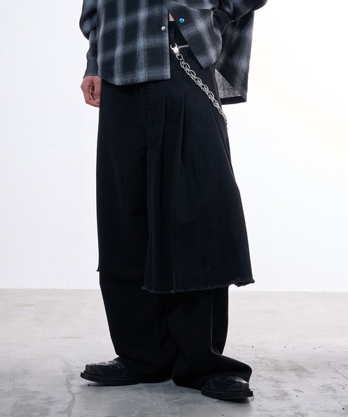 VI E DIT(ヴィエディット)の「2way skirt denim/スカートデニム(デニムパンツ・メンズ・ブラウン/ブラック・2/1)」の3枚目の写真