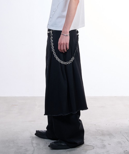 VI E DIT(ヴィエディット)の「2way skirt denim/スカートデニム(デニムパンツ・メンズ・ブラウン/ブラック・2/1)」の5枚目の写真