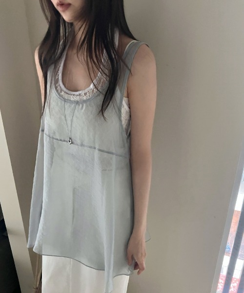 FAVORITO（ファヴォリート）の「ベストトップス（タンクトップ・レディース・ホワイト/ライトグリーン/ボルドー・F）」の17枚目の写真