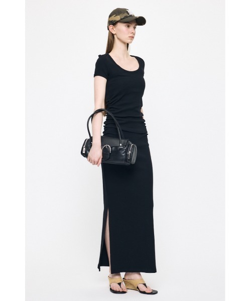 MOUSSY（マウジー）の「SCOOP NECK JERSEY ドレス（ワンピース・レディース・ホワイト系その他/ブラック・1/2）」の3枚目の写真