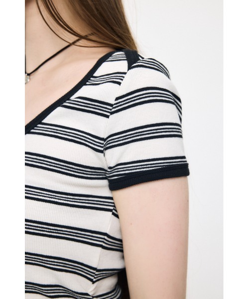 MOUSSY（マウジー）の「SCOOP NECK JERSEY ドレス（ワンピース・レディース・ホワイト系その他/ブラック・1/2）」の14枚目の写真