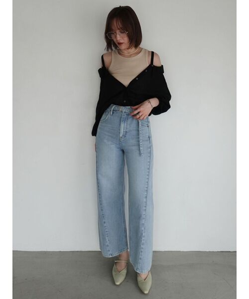 LAGUNAMOON(ラグナムーン)の「【Leeコラボ】セミワイドベルトデニムパンツ(デニムパンツ・レディース・ブラウン/インディゴブルー/ブルー・SMALL/MEDIUM)」の10枚目の写真