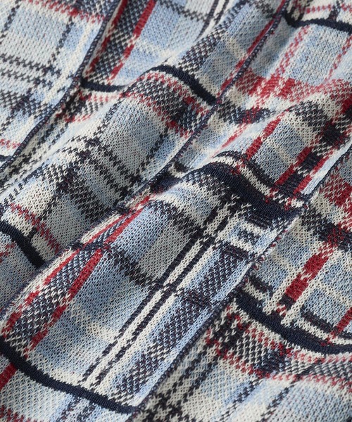 gim context(ジムコンテキスト)の「Knitted Patchwork Open Collar Shirt(シャツ/ブラウス・メンズ・ブルー/レッド・LARGE)」の6枚目の写真