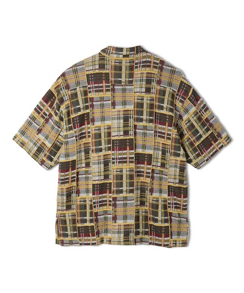 gim context(ジムコンテキスト)の「Knitted Patchwork Open Collar Shirt(シャツ/ブラウス・メンズ・ブルー/レッド・LARGE)」の9枚目の写真