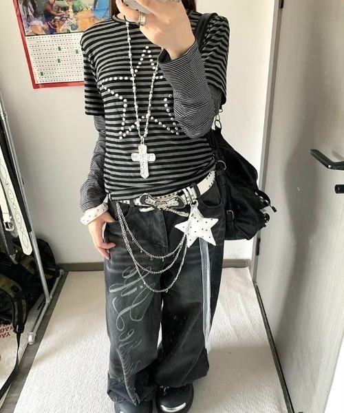 almo(アルモ)の「【LAMPOON】ボーダーレイヤードT(Tシャツ/カットソー・レディース・グレー・SMALL/LARGE/MEDIUM)」の4枚目の写真