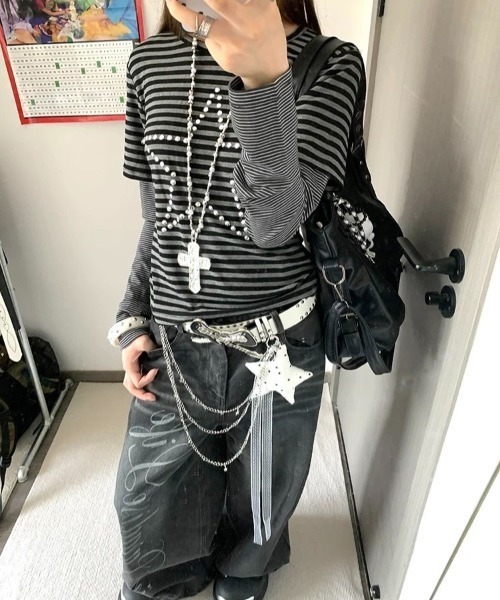 almo(アルモ)の「【LAMPOON】ボーダーレイヤードT(Tシャツ/カットソー・レディース・グレー・SMALL/LARGE/MEDIUM)」の8枚目の写真